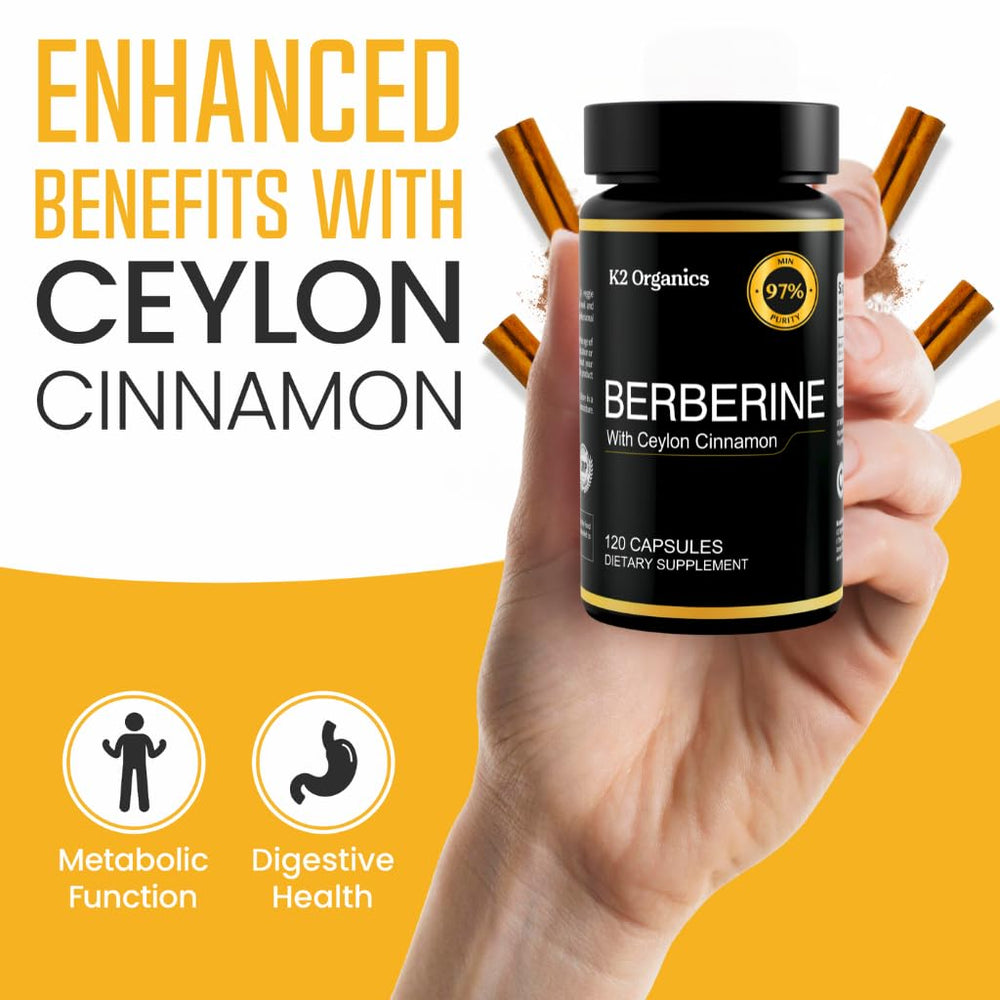 K2 Organics Berberine Cinnamon gluten-free and non-GMO certification