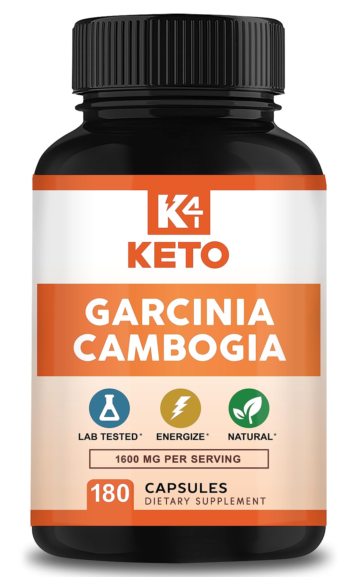 K4 Keto Garcinia Cambogia bottle front showing 90-day supply for daily use