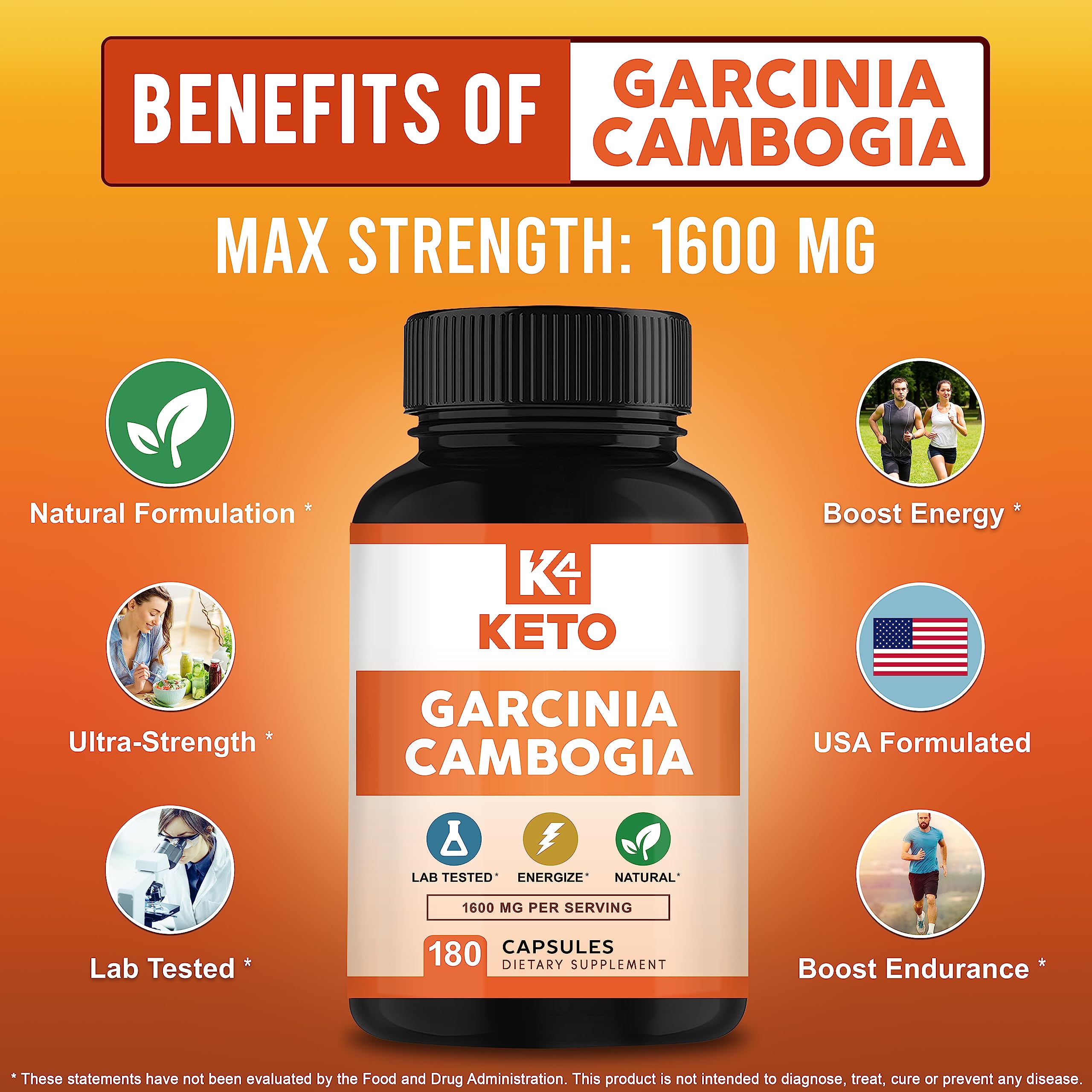 Ingredients area highlighting calcium antioxidants in K4 Keto Garcinia Cambogia