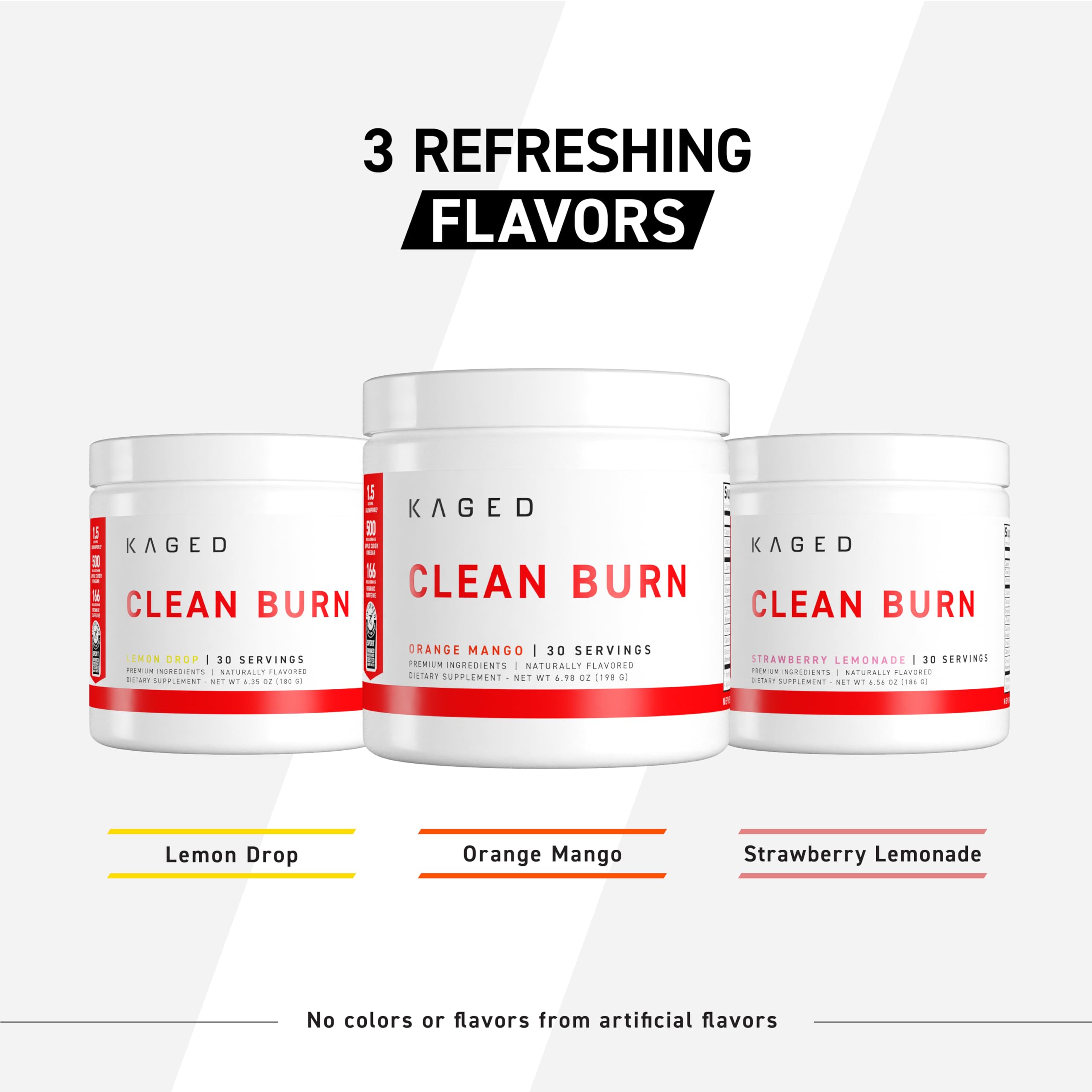Kaged Clean Burn glass with powder reveals hydration-friendly mix and energy lift.