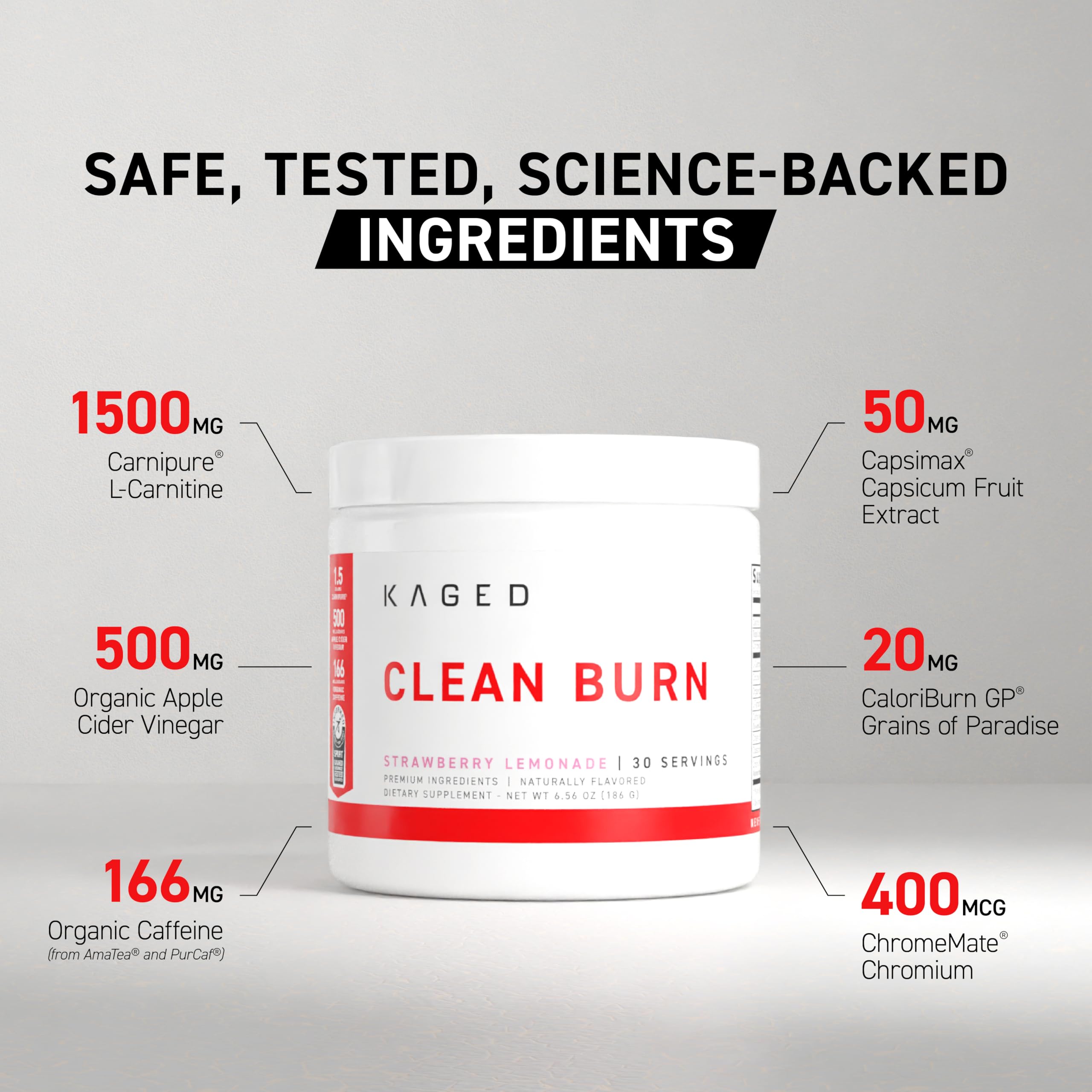 Kaged Clean Burn powder mixed with water in a glass