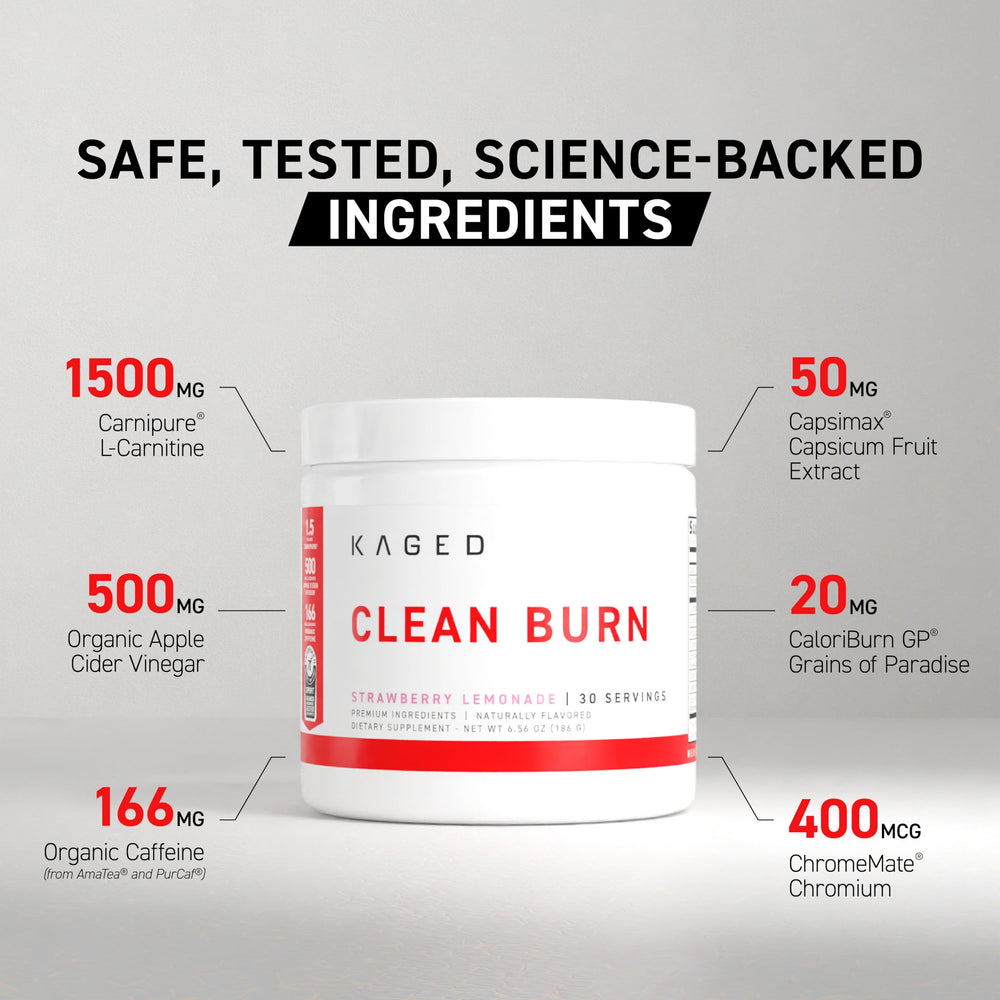 Kaged Clean Burn powder mixed with water in a glass