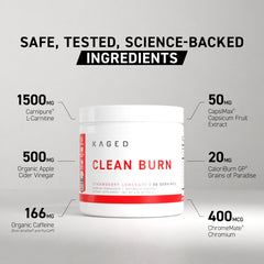 Kaged Clean Burn scoop dispense demonstrates easy mixing for pre-workout or daily use.