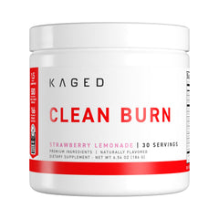 Kaged Clean Burn strawberry lemonade bottle supports convenient metabolism and steady energy.