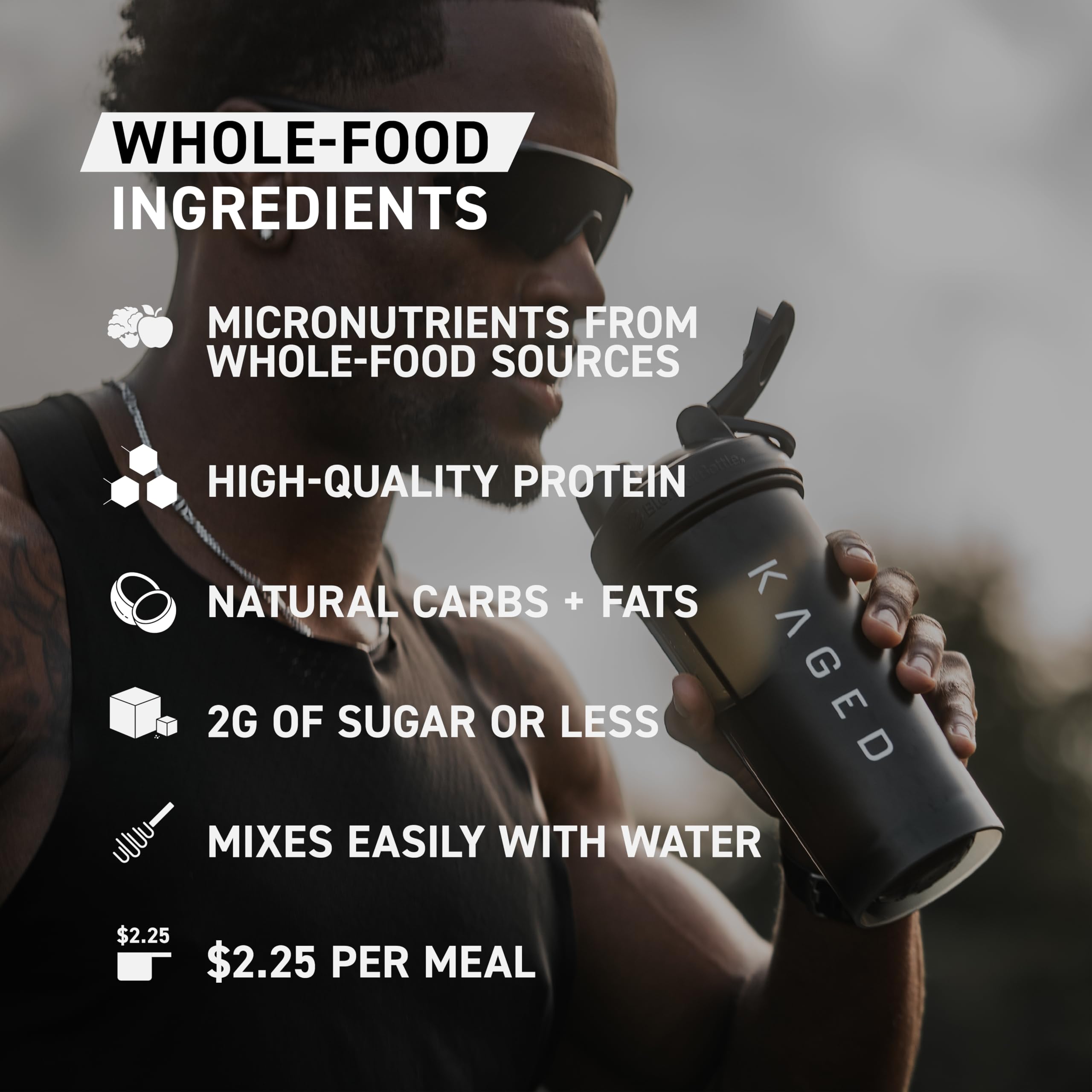 Kaged Clean Meal Vanilla Cake label highlighting vitamins and minerals.