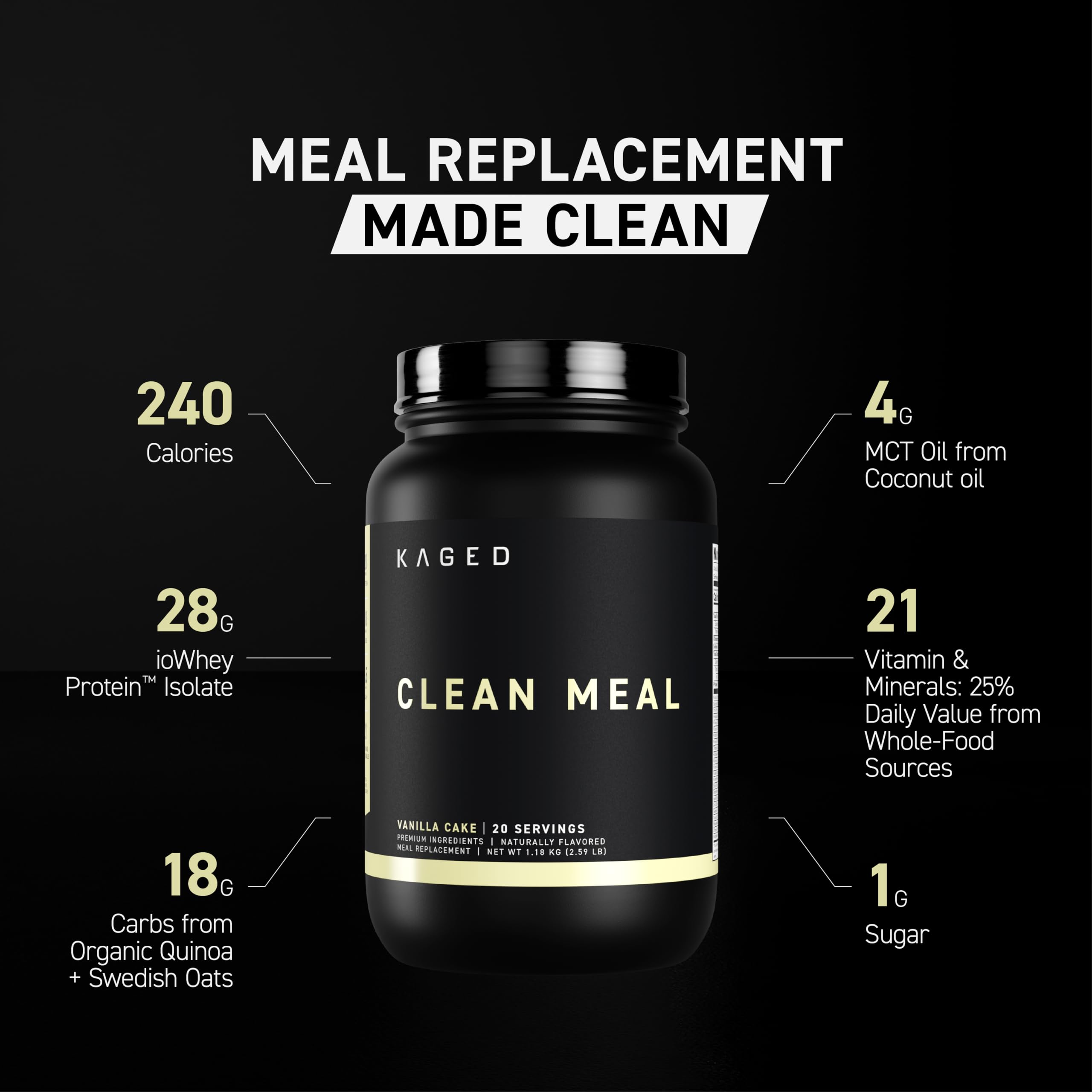 Kaged Clean Meal scoop adding protein and carbs to a shake.