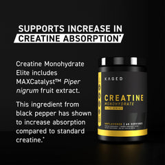 MAXCatalyst label on Kaged Creatine Elite highlighting enhanced absorption potential