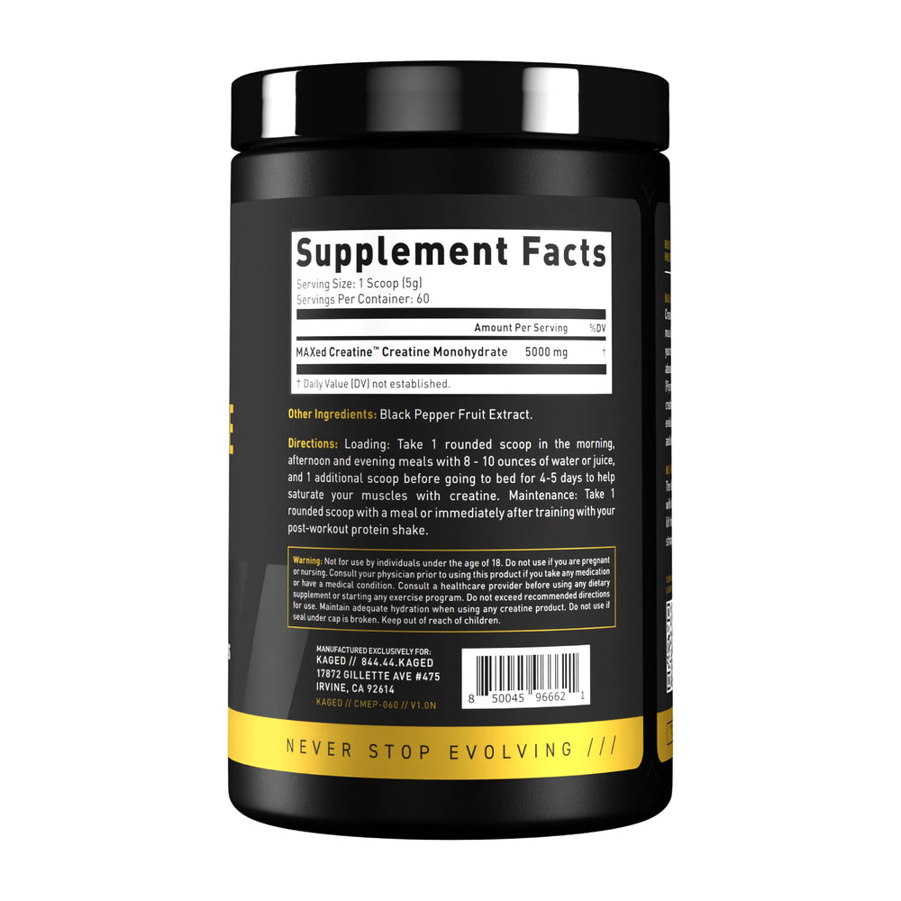 60 servings jar of Kaged Creatine Elite ready for daily use