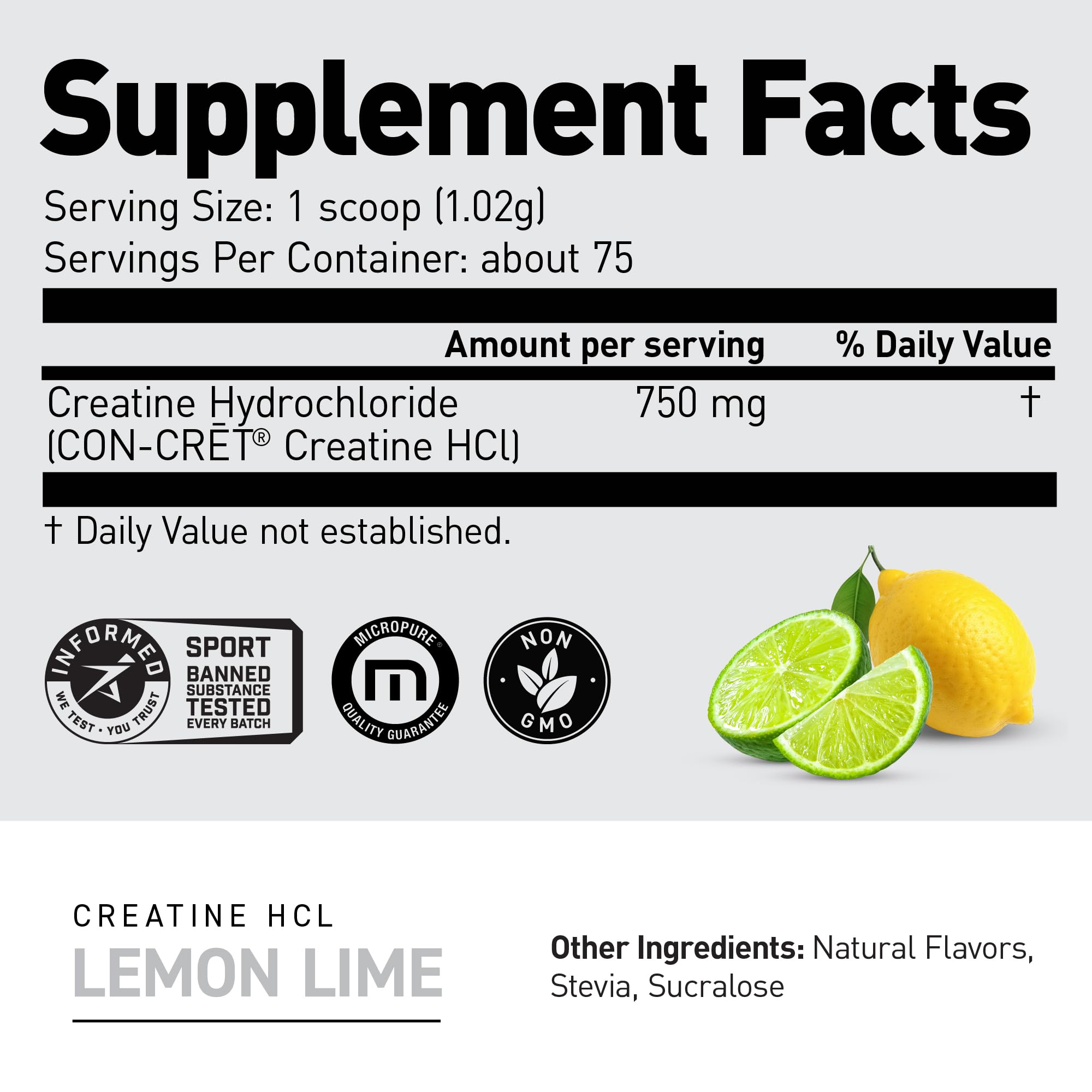 Kaged Creatine HCl ingredient label emphasizes purity