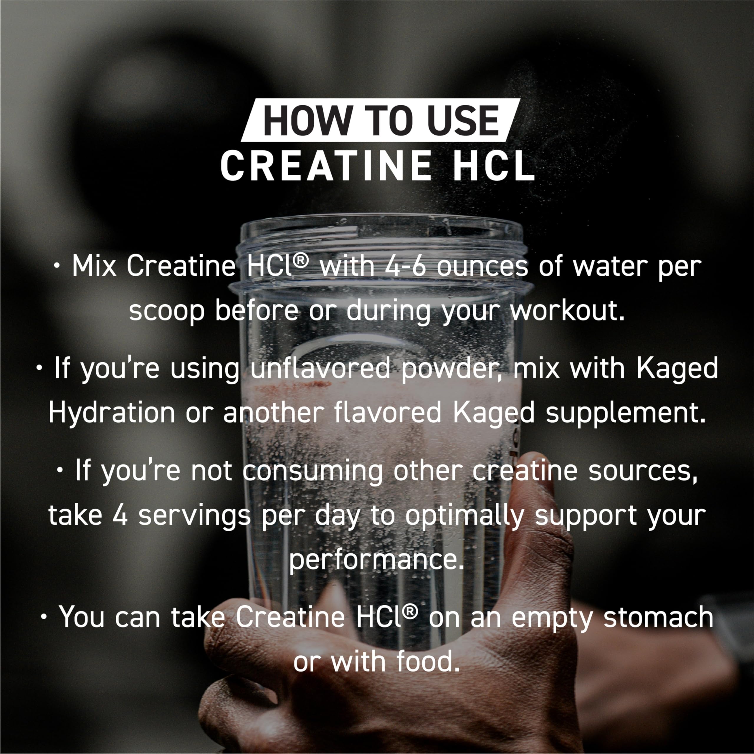 Kaged Creatine HCl third‑party testing seal displayed