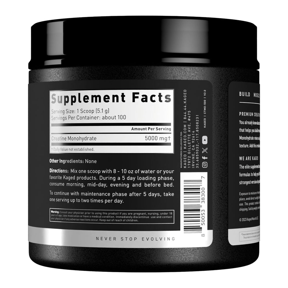 Kaged Creatine Monohydrate supports vegan and gluten-free nutrition.