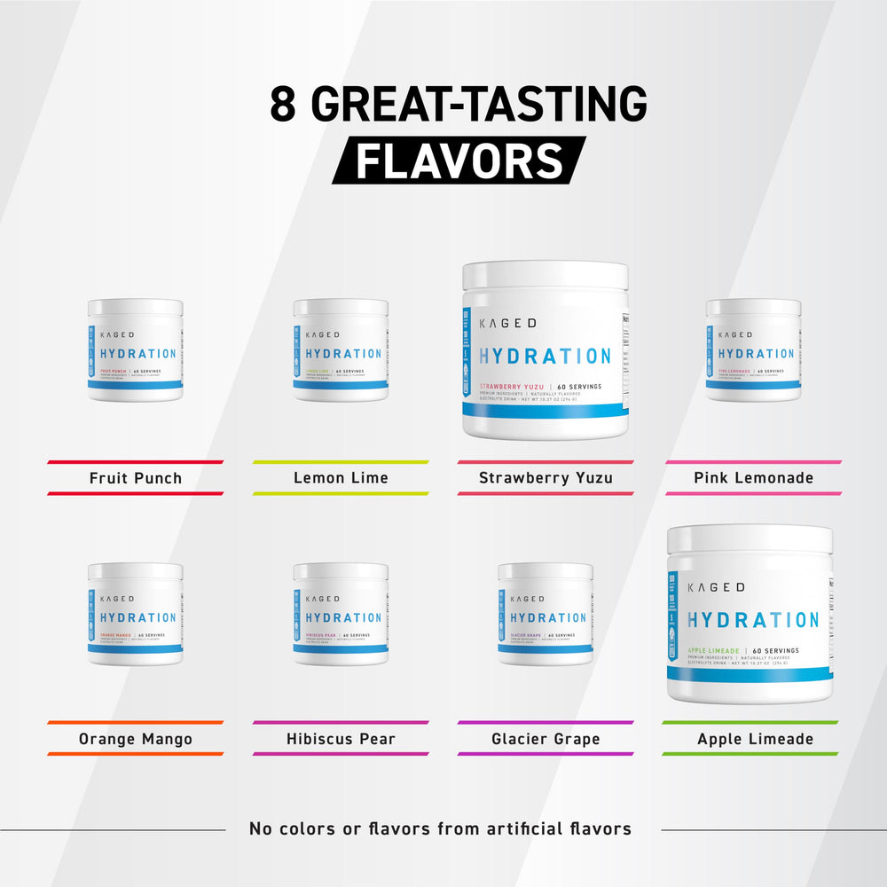 Kaged Daily Hydration flavor varieties display for personalized hydration
