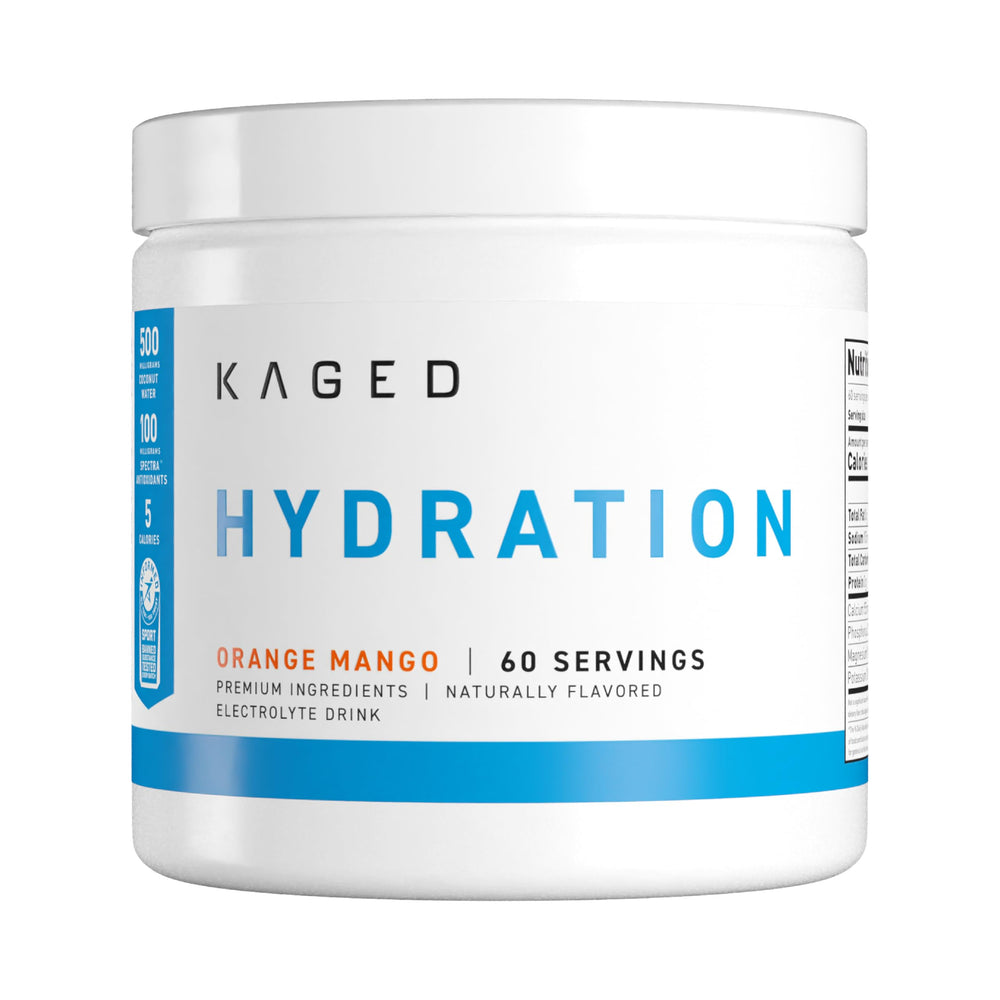 Kaged Daily Hydration tub front shows clean label for reliable hydration during workouts
