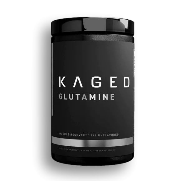 Kaged Glutamine packaging and labeling reflecting quality and safety.