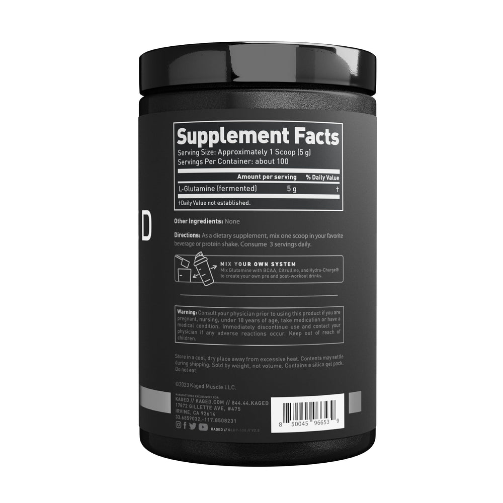 Kaged Glutamine post-workout use after training sessions for ready-to-mix recovery.