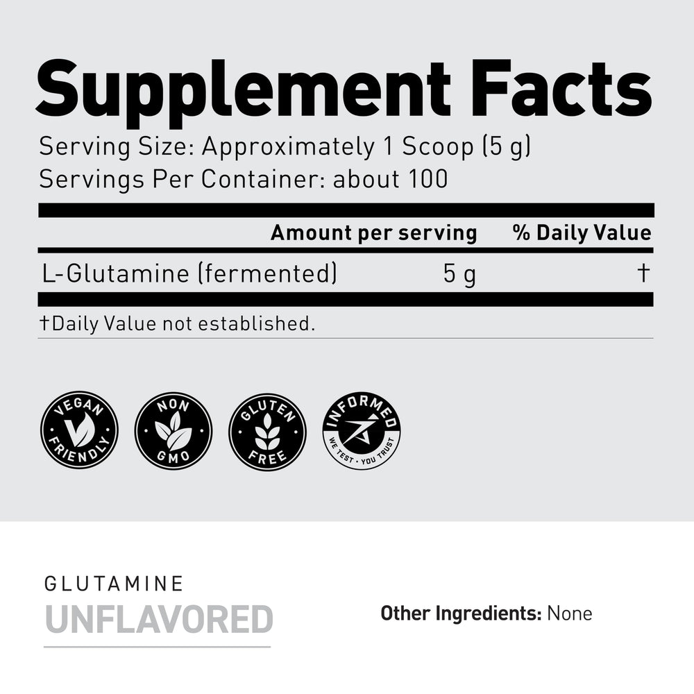 Kaged Glutamine third-party tested for quality and safety assurances.