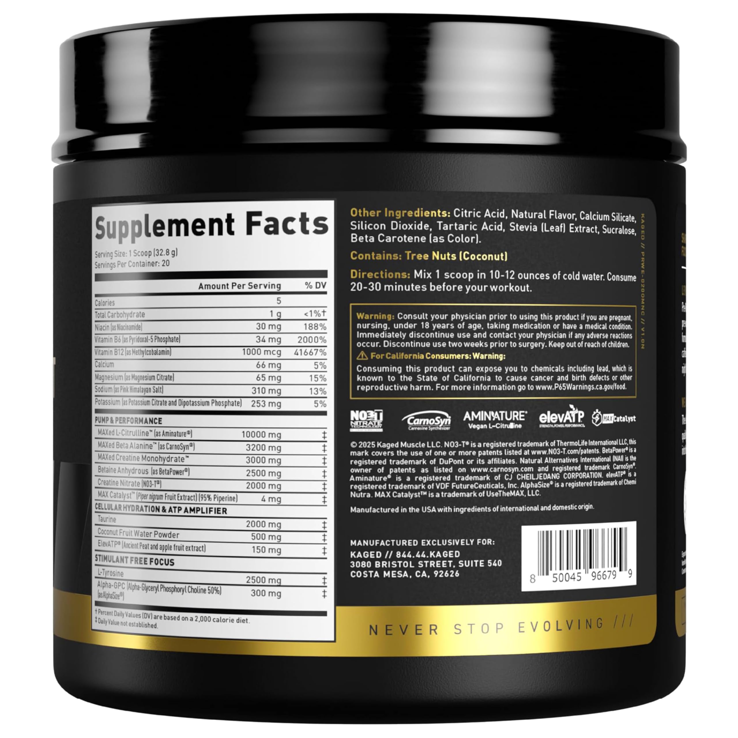 Focused training moment powered by Kaged preworkout in stimulant-free mode