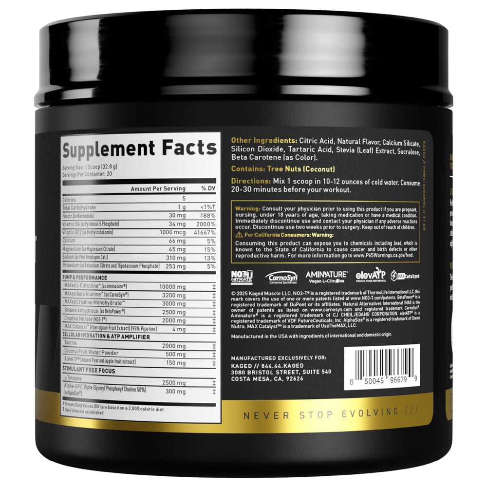 Focused training moment powered by Kaged preworkout in stimulant-free mode