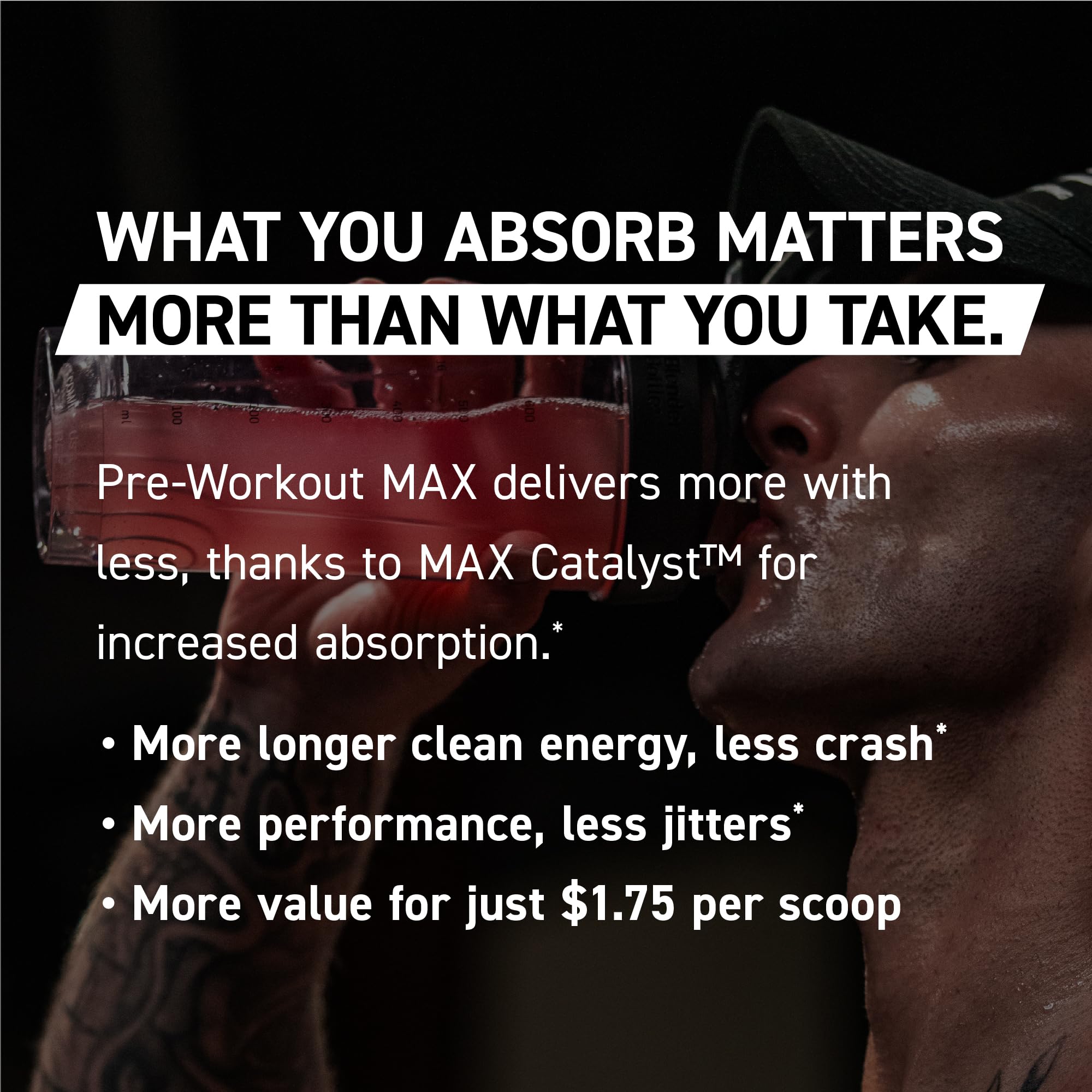 Kaged Pre-Workout MAX MAXCatalyst 4mg spotlight on absorption improvement.