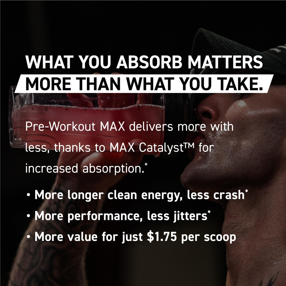 Kaged Pre-Workout MAX MAXCatalyst 4mg spotlight on absorption improvement.