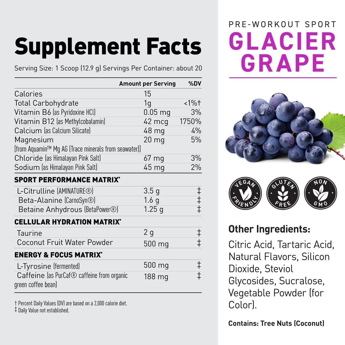 Kaged Sport Pre Workout Glacier Grape bottle demonstrates portable performance on the go.
