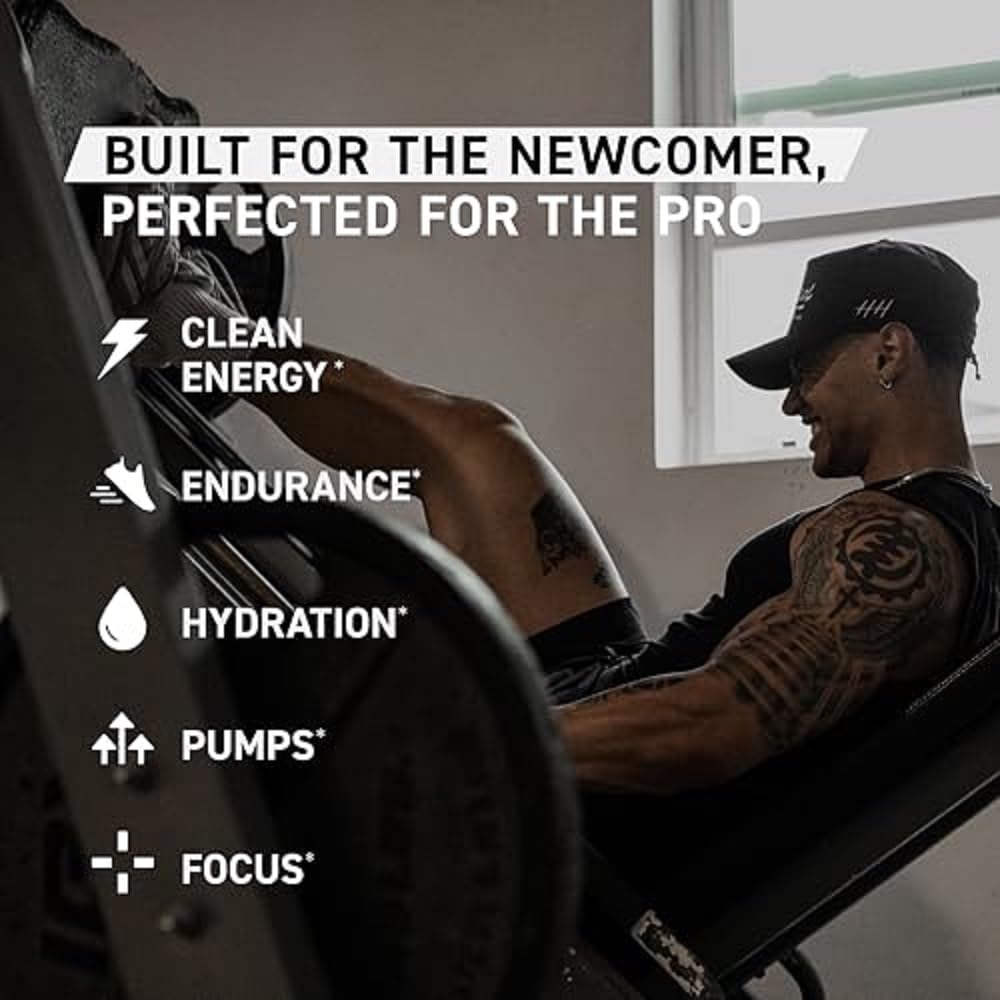 Kaged Sport Pre Workout Glacier Grape ingredients panel shows electrolytes and amino blend.