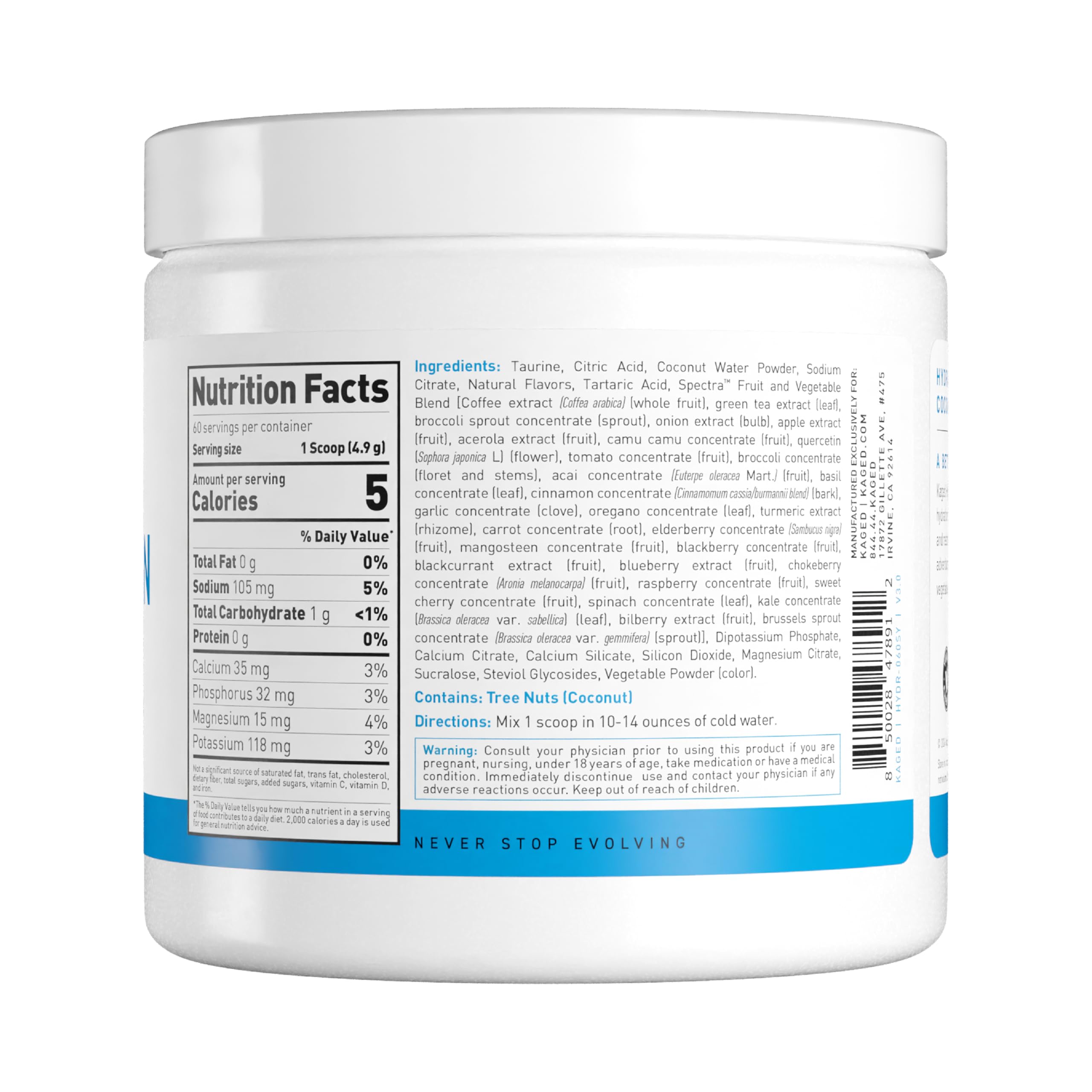 Kaged Sugar Free Hydration packaging-front view communicates premium quality