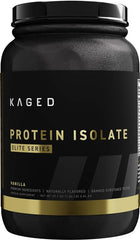 Kaged Vanilla label close-up highlighting the 100% isolate blend.