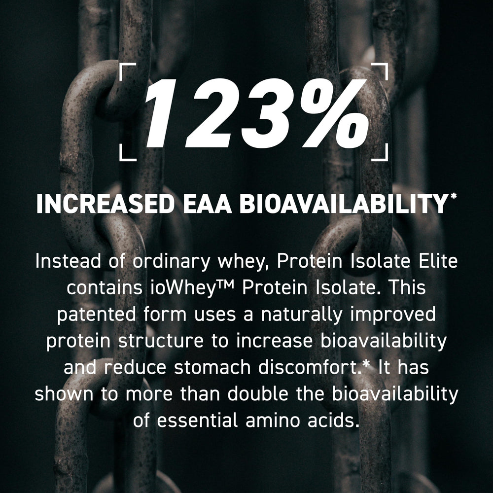 Ingredients panel highlights premium isolates for clean protein.