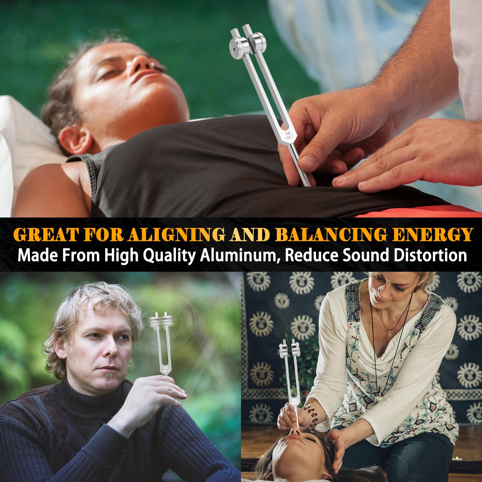 KAIGESZAD OM136-1hz tuning fork in use supports balance and concentration.