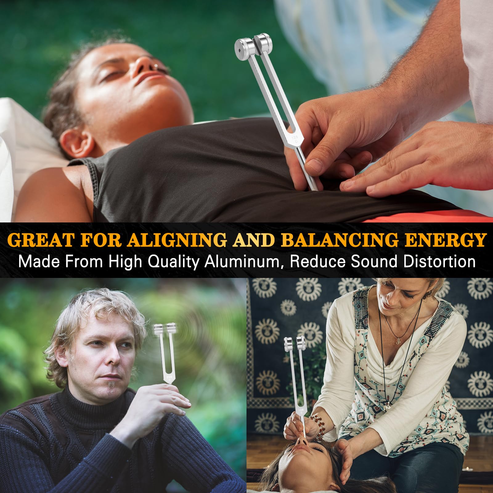 KAIGESZAD tuning fork set with mallet ideal for home energy sessions.