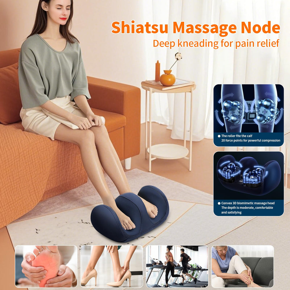 Kainsati deep tissue massage targets feet and calves for relief.
