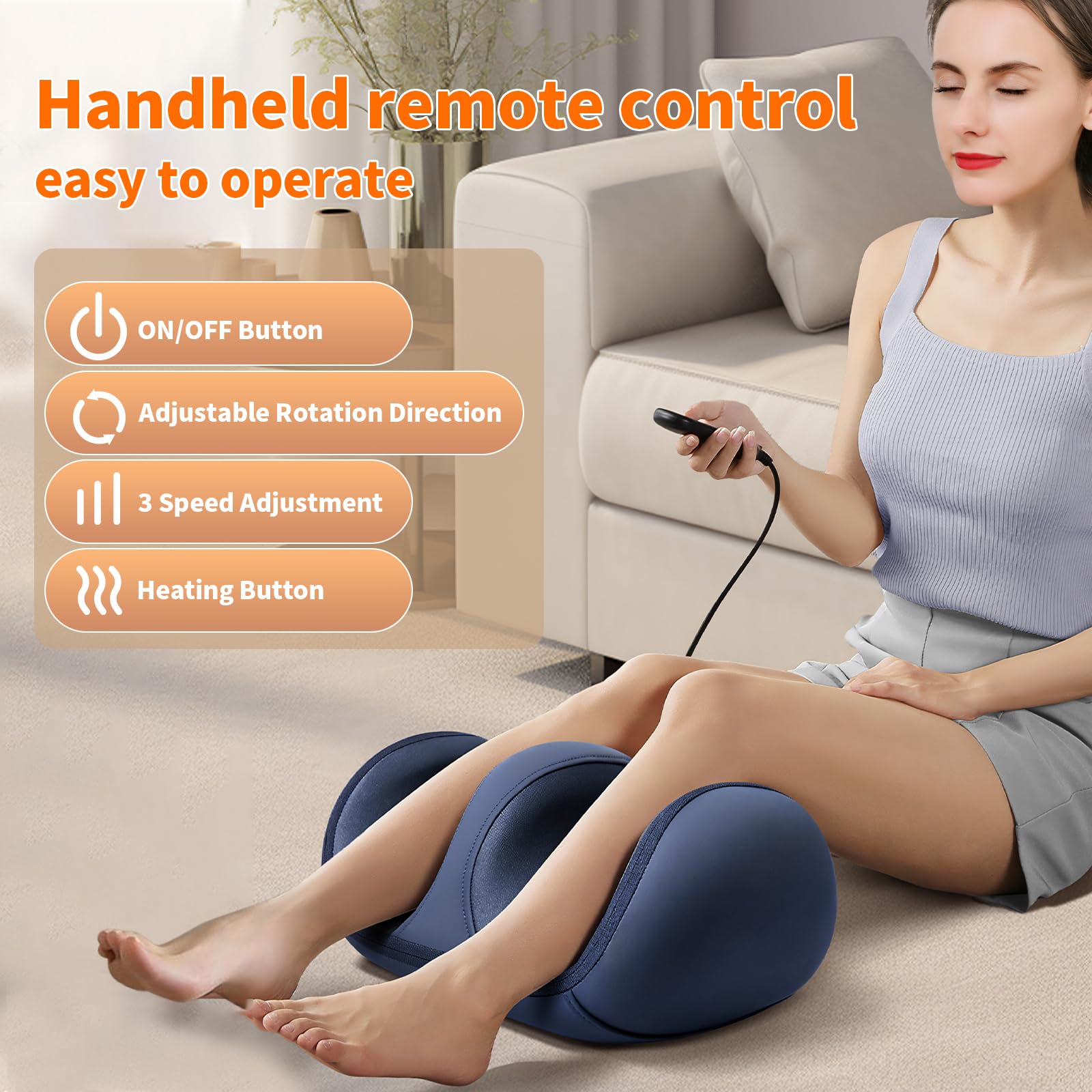 Kainsati handheld remote provides easy massage controls.