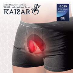 KAISAR portable device worn under underwear for convenient daily therapy