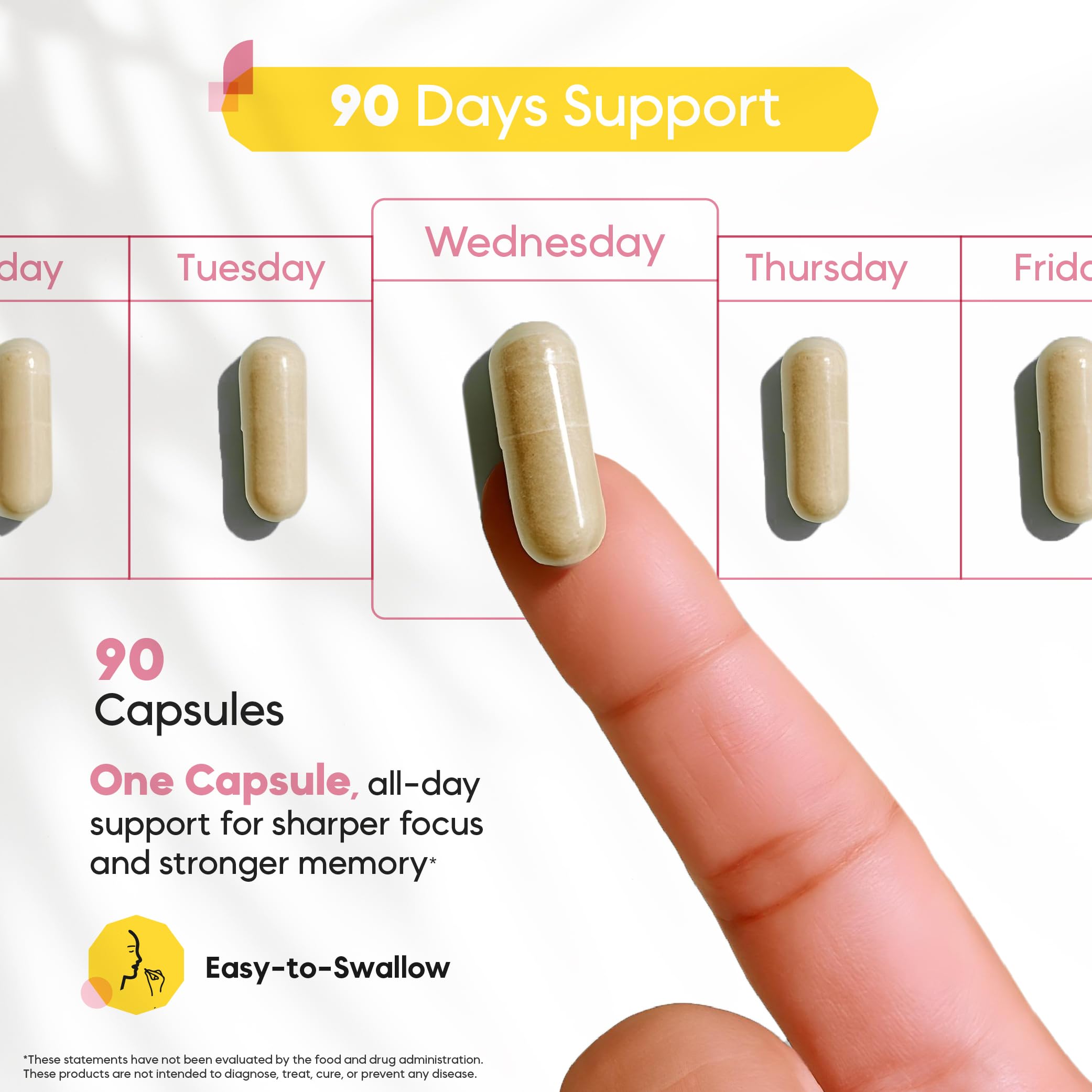 One capsule daily routine visual indicating a 90-day supply from Kaitamin.