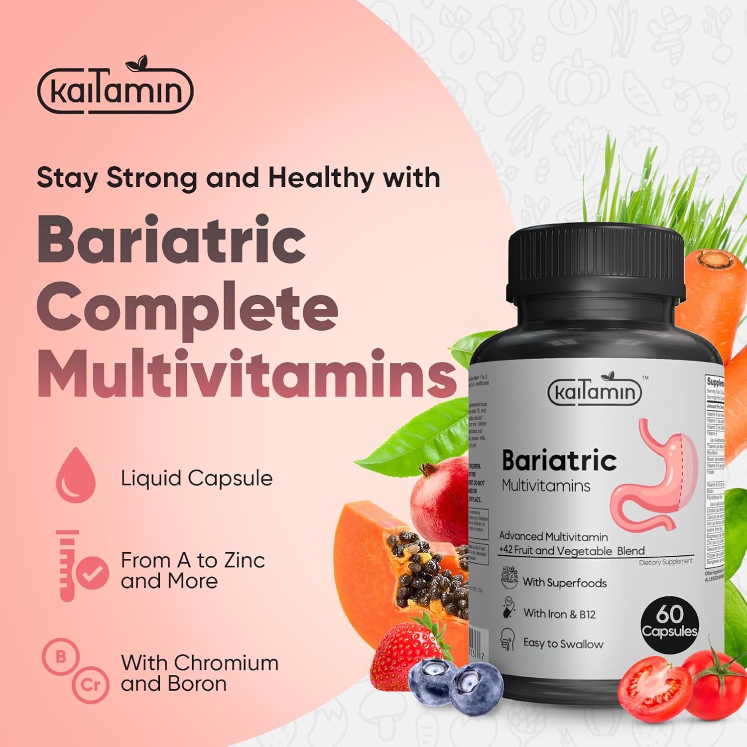 Kaitamin two-month supply packaging — long-lasting post-op nutrition.