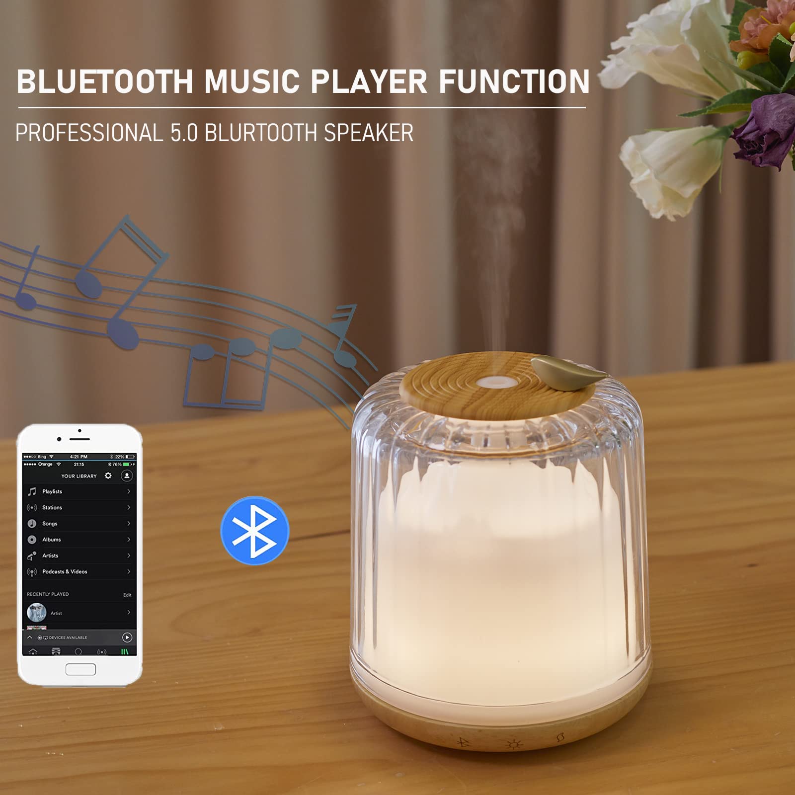 Kakoda diffuser with colorful LED lights enhances room decor.