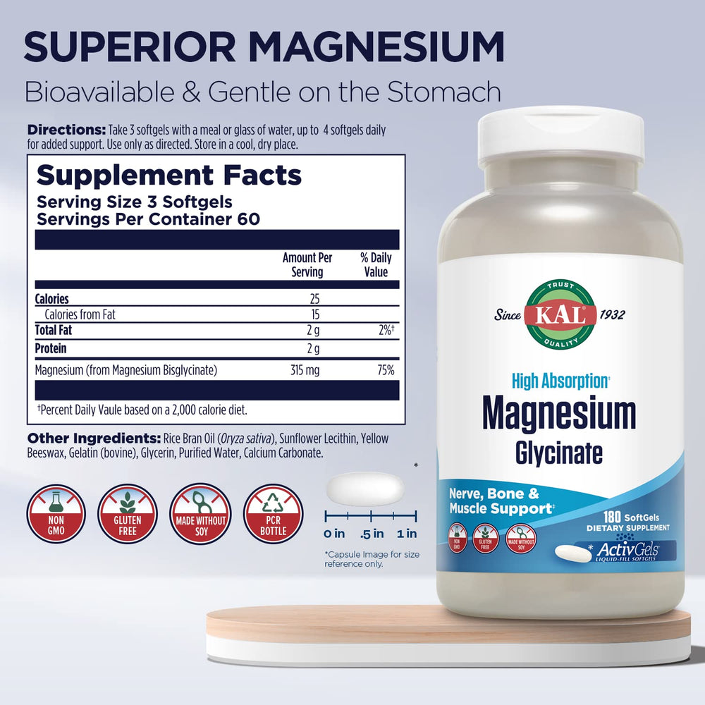 KAL ActivGels bottle back label highlighting non-GMO and gluten-free features.