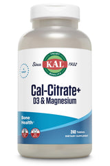 KAL Cal-Citrate+ bottle front showing brand and mineral blend for bone support.