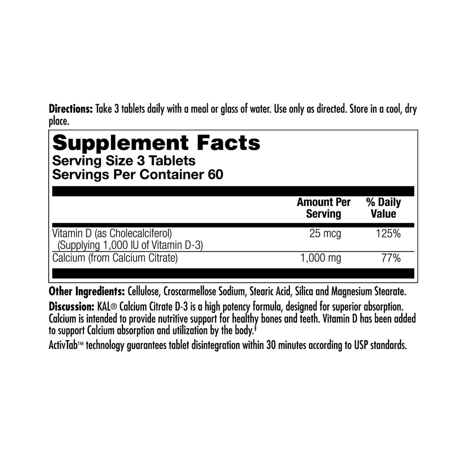 KAL Calcium Citrate close-up of tablets showing texture for easy daily intake.