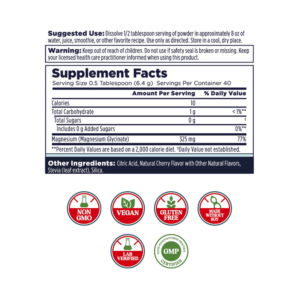 KAL Calming Magnesium Powder cherry glass pour highlights fast absorption