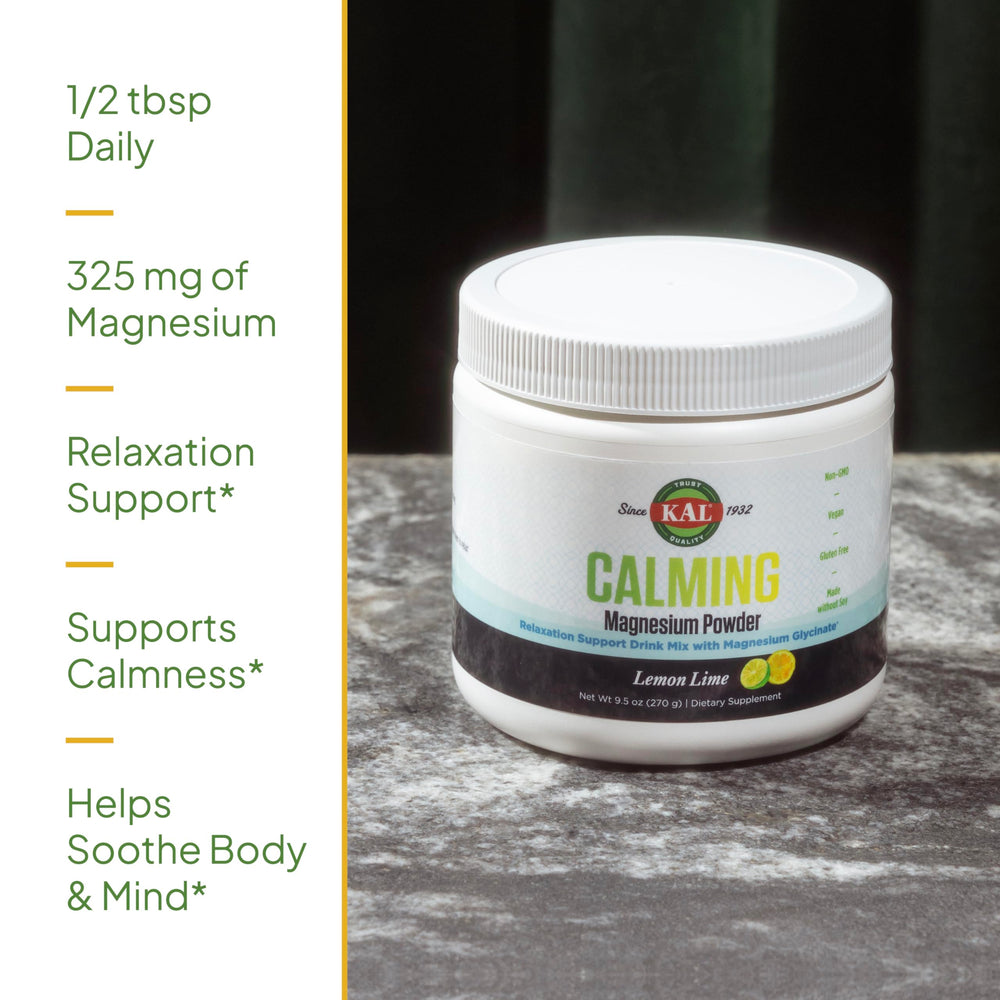 KAL Calming Magnesium Powder vegan gluten free packaging label