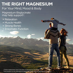 KAL Chelated Magnesium Bisglycinate nutrition label; high absorption formula