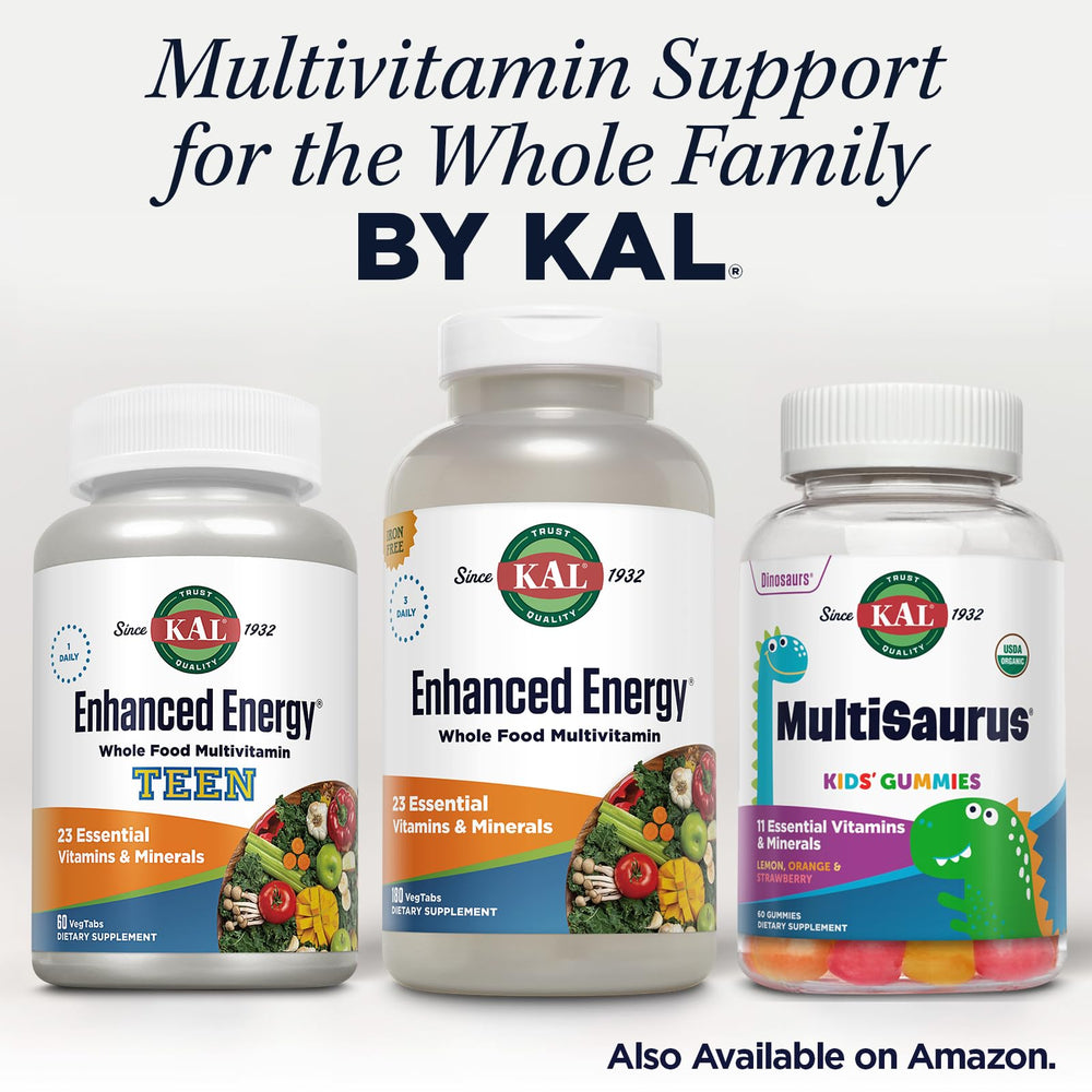 Kal Enhanced Energy Multivitamin mushrooms image features dried mushrooms for nutrient variety.