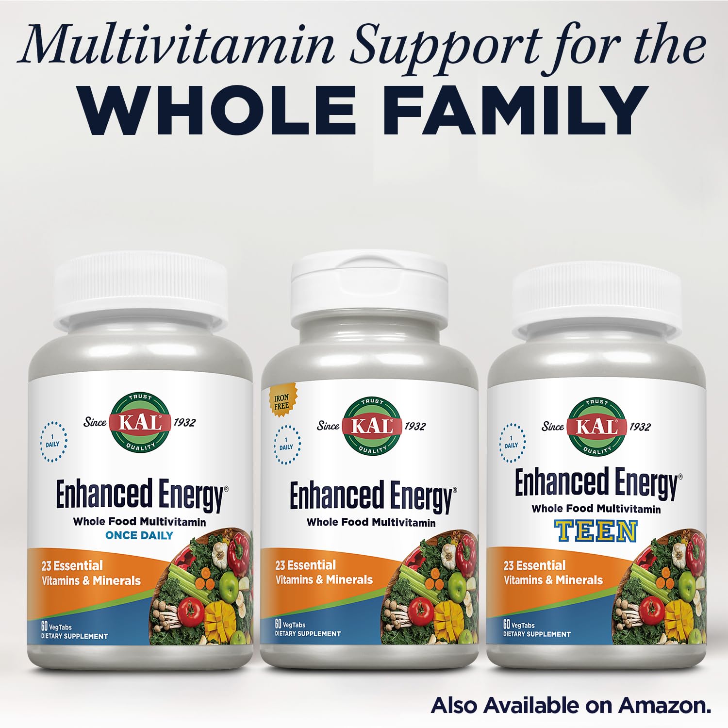 KAL Enhanced Energy Tablets with energizing greens may support daily performance with meals