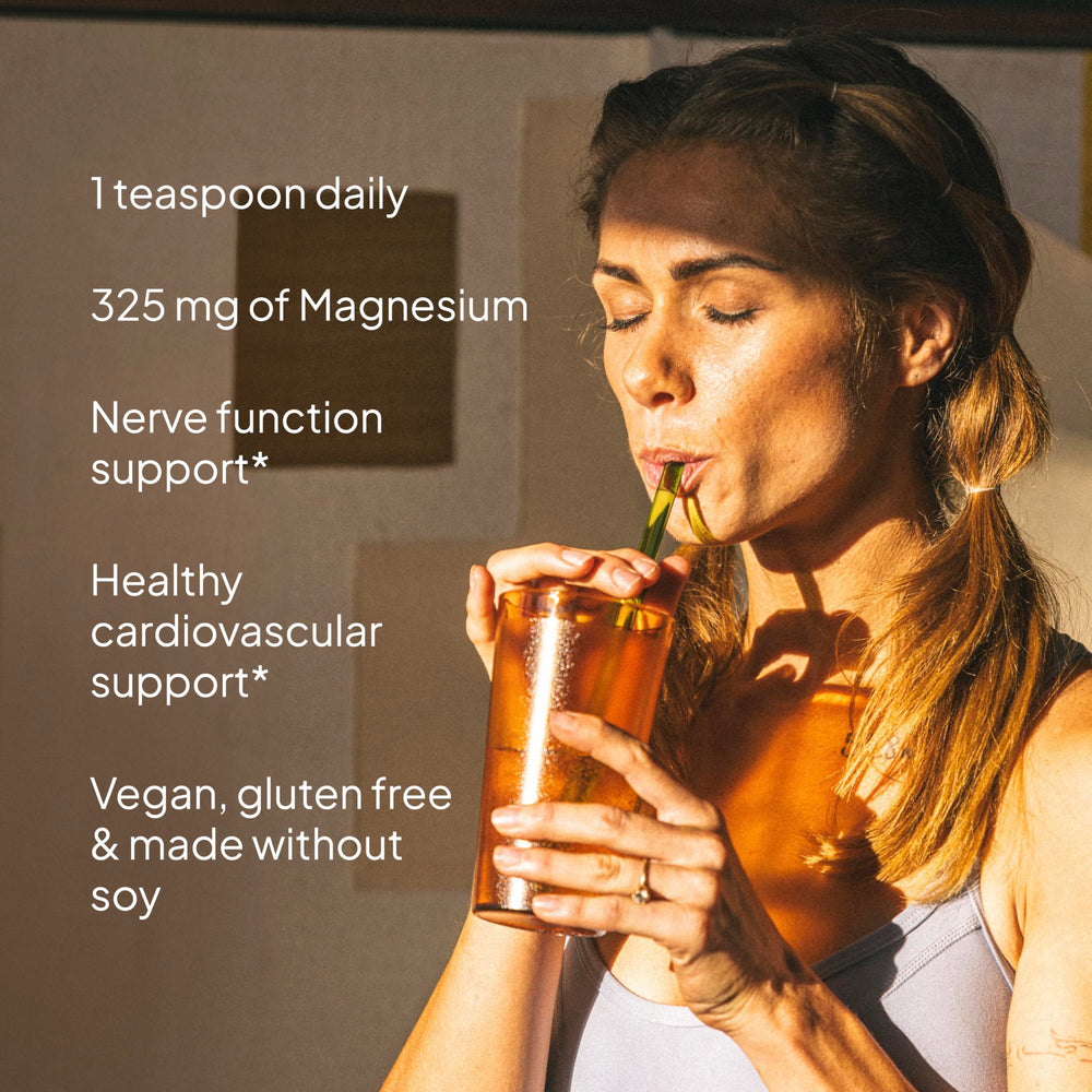 KAL Heart Magnesium Powder non-GMO label close-up highlights dietary supplement features.