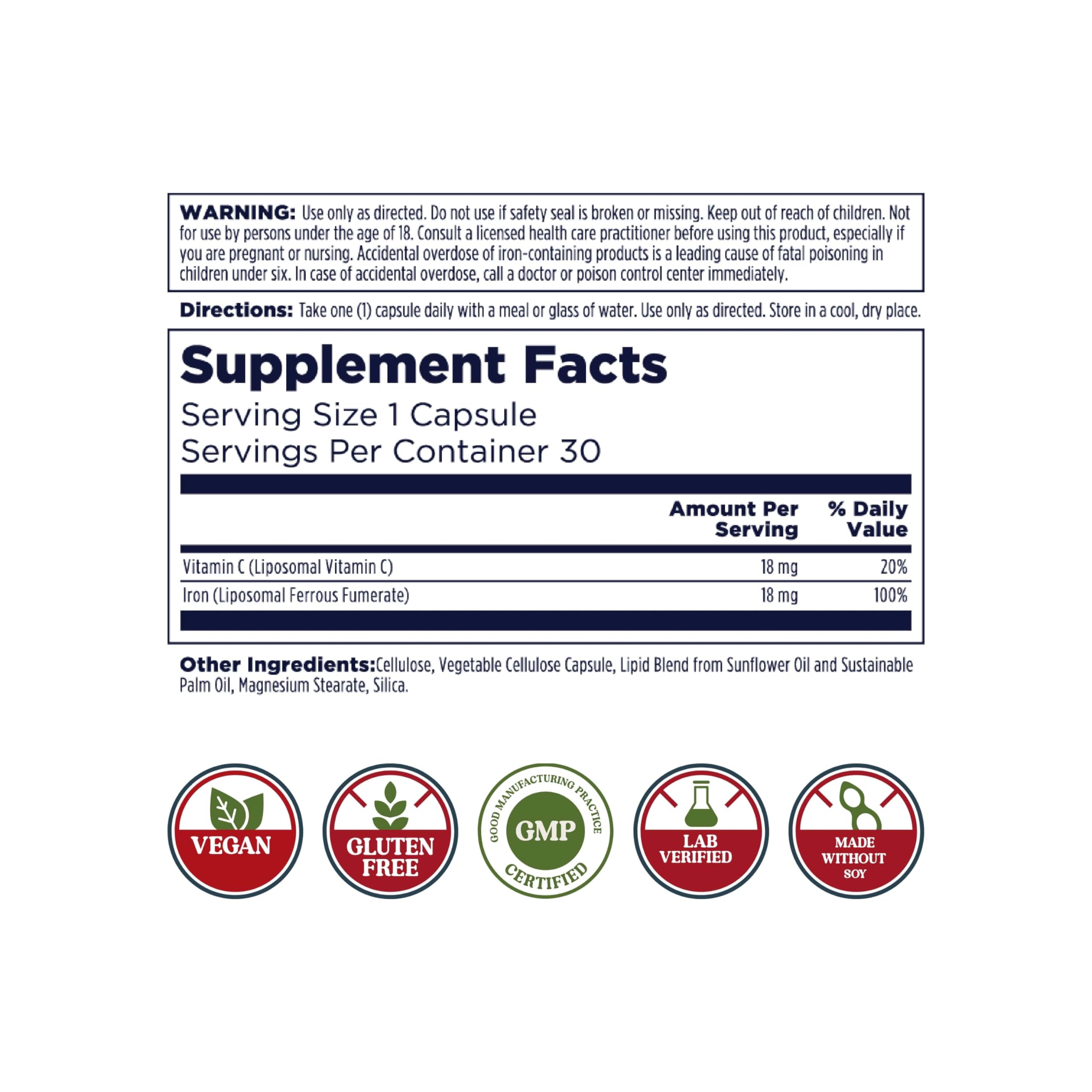 KAL Liposomal Iron capsules being poured, signaling gentle digestion