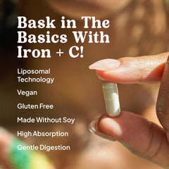 Close-up of KAL Liposomal Iron capsules with liposomal delivery