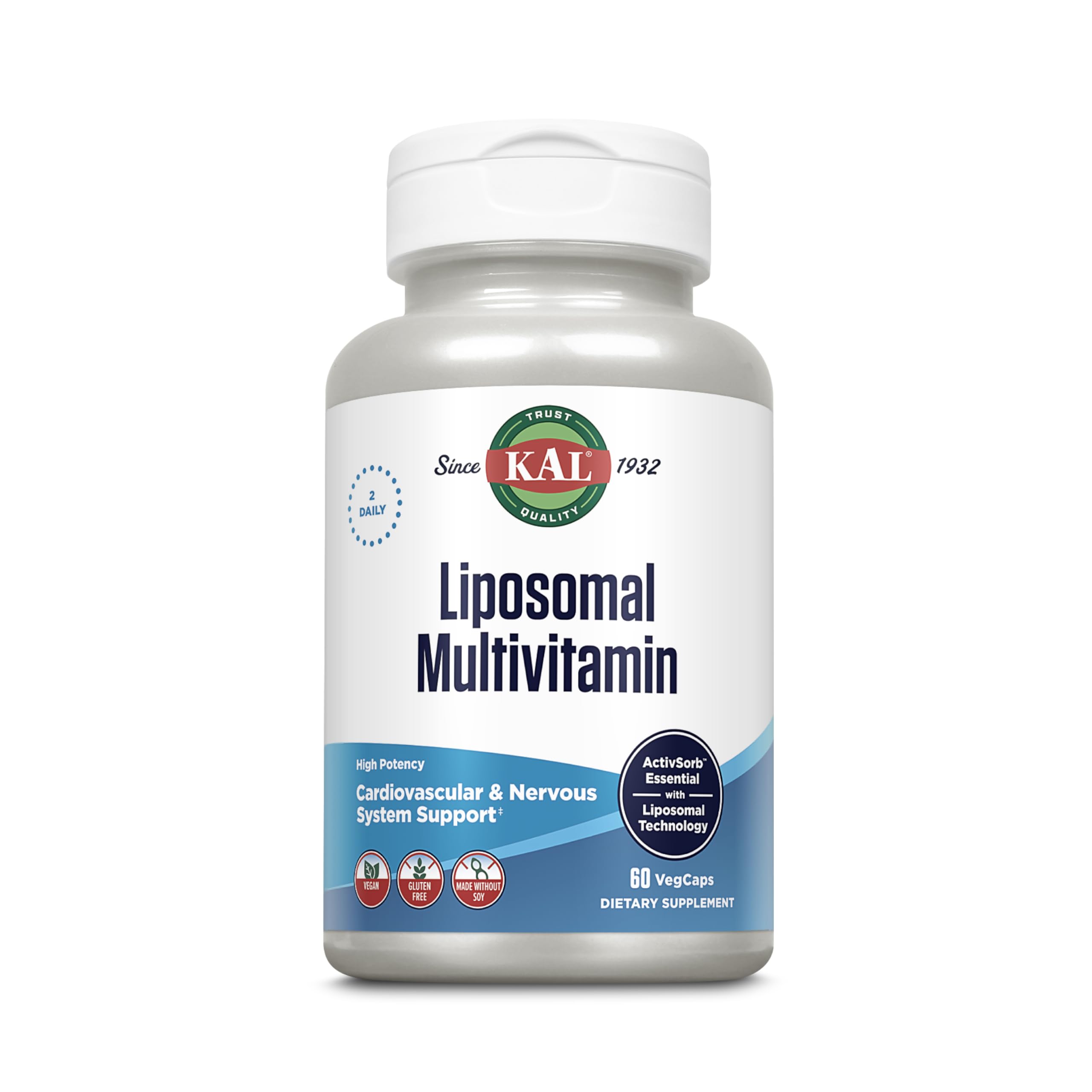 Kal Liposomal Multivitamin bottle front view for daily wellness and potential support
