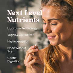 Kal Liposomal Multivitamin capsules close-up emphasizes convenient daily capsules